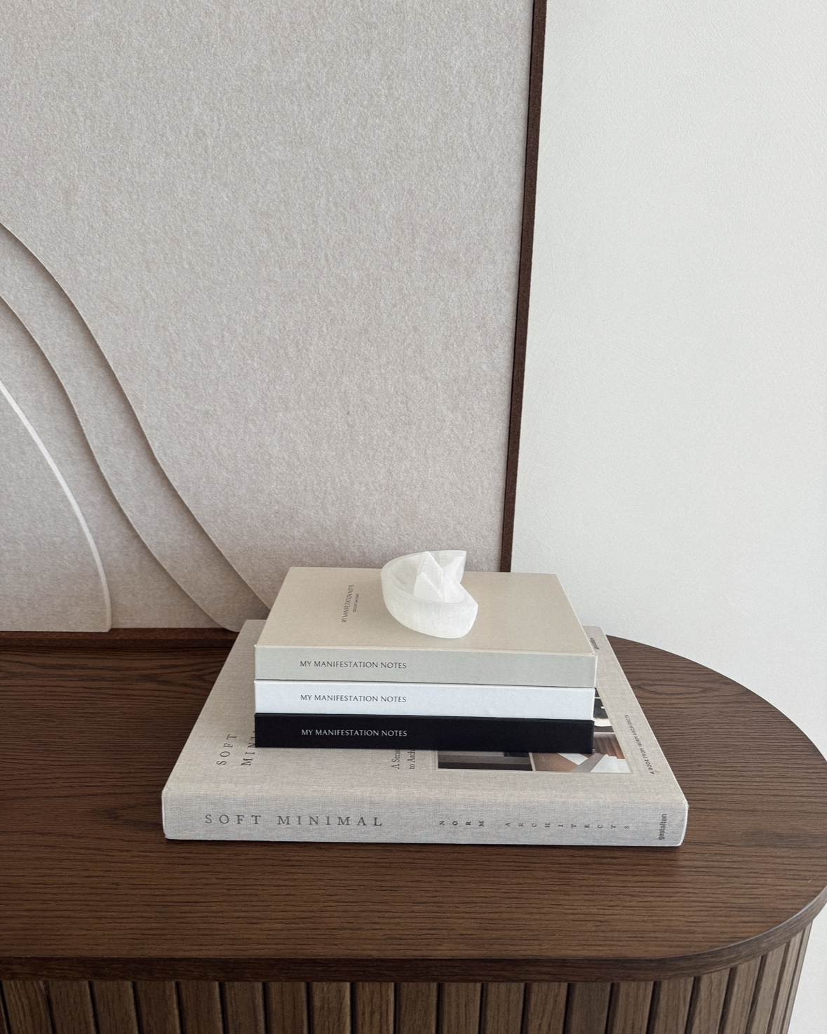 White Crescent Moon Selenite Charging Plate