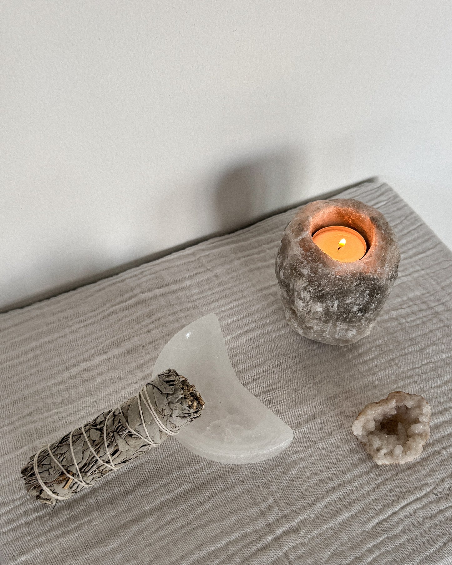 Himalayan Salt Stone Tea Light Holder Raw