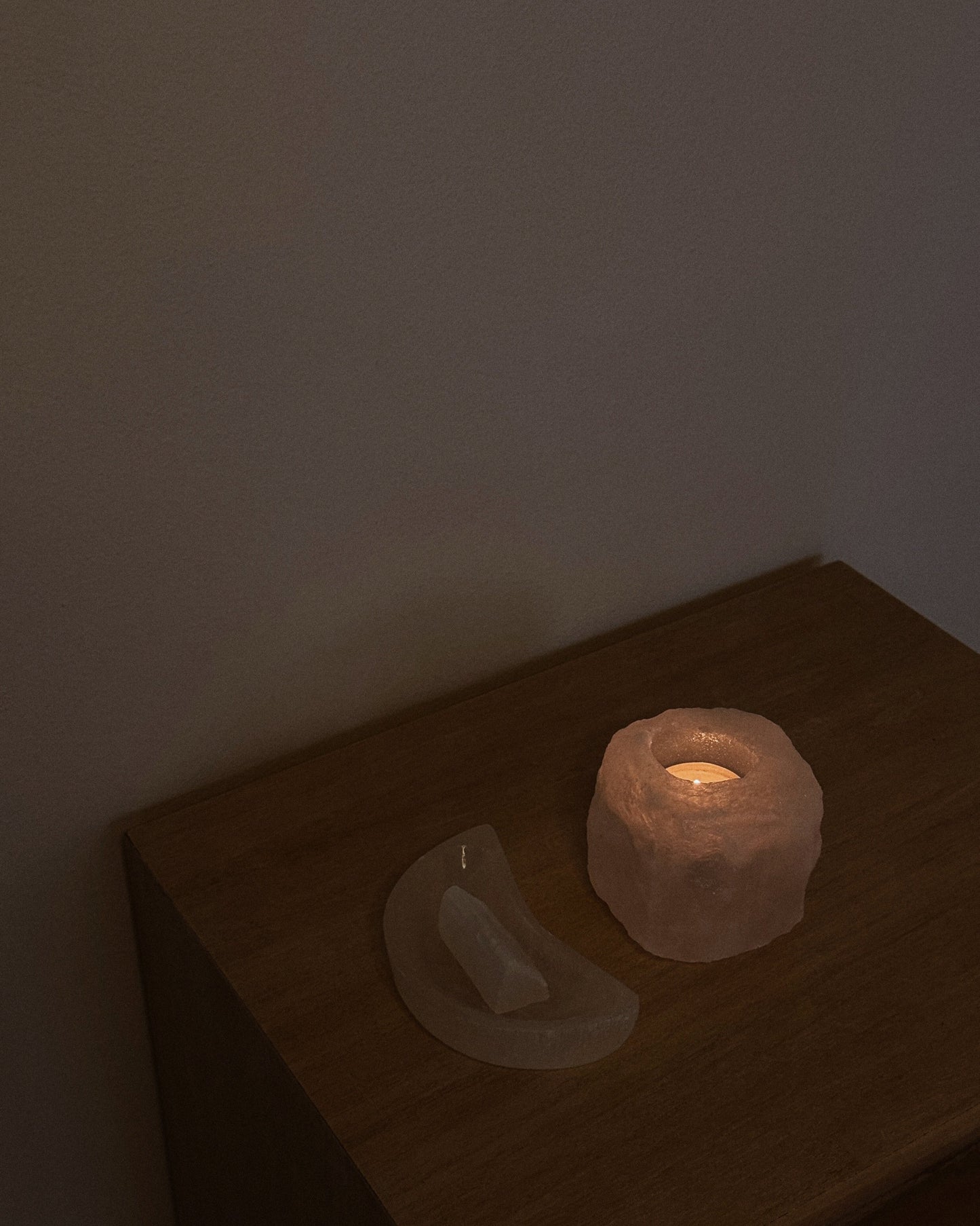 White Crescent Moon Selenite Charging Plate
