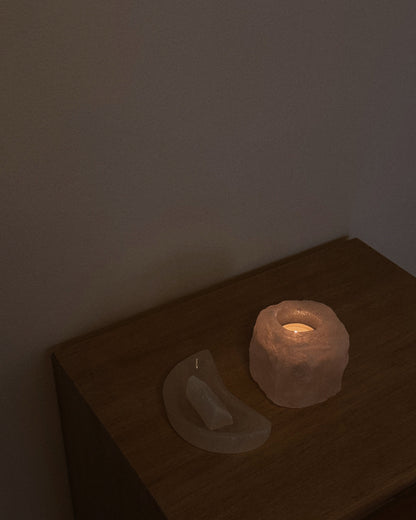 White Crescent Moon Selenite Charging Plate